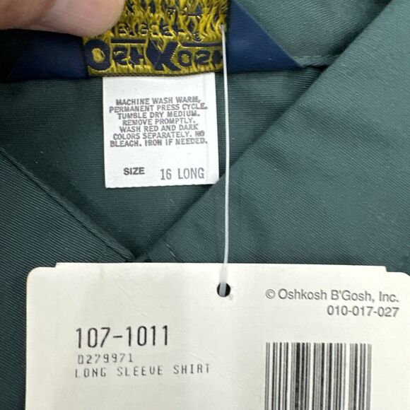 Vintage Oshkosh B'gosh Men's Long Sleeve Snap Front Work Shirt, 16 Long, NOS - Picture 5 of 7